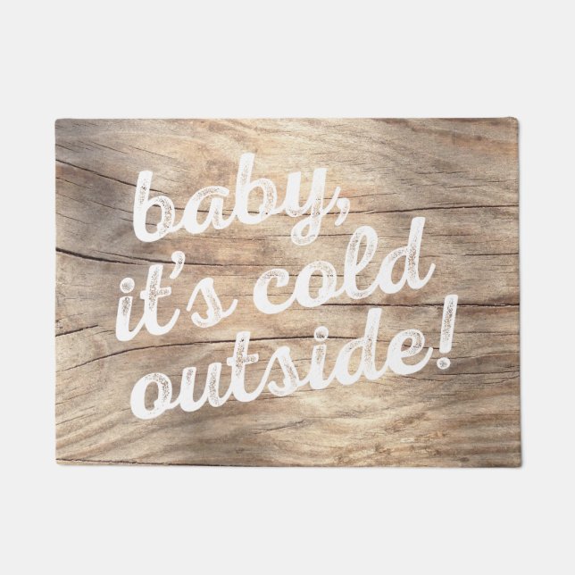 Paillasson bébé, c'est extérieur froid ! sur le fond en bois (Devant)