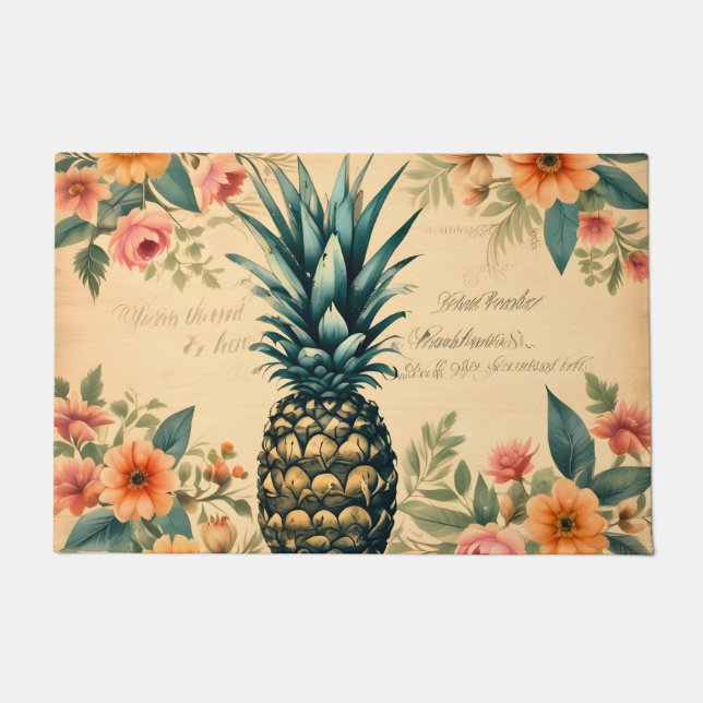 Paillasson Belle ananas Vintage Calligraphie française (Devant)