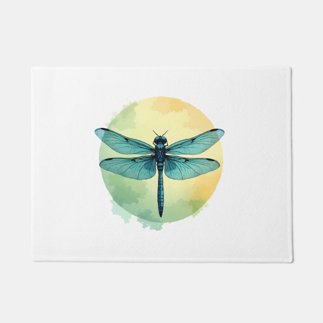Paillasson Belle Aquarelle de libellule verte Art Insect Lo (Devant)
