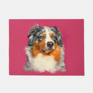 Paillasson Berger australien - portrait bleu de Merle