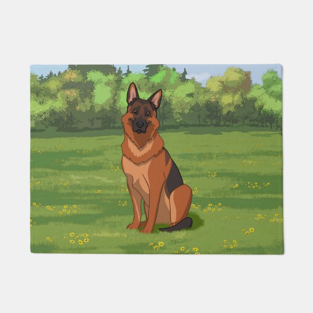 Paillasson Berger rouge et noir allemand GSD (Devant)