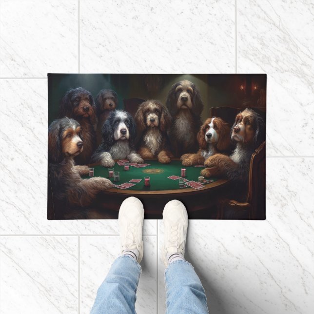 Paillasson Bernedoodle Chiens Jouer Poker Art (Intérieur)