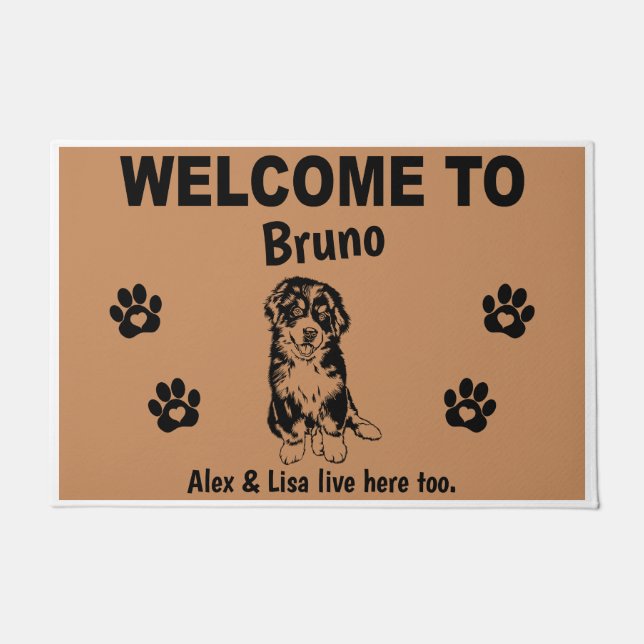 Paillasson Bernese Mountain Dog Welcome Home Personalized (Devant)