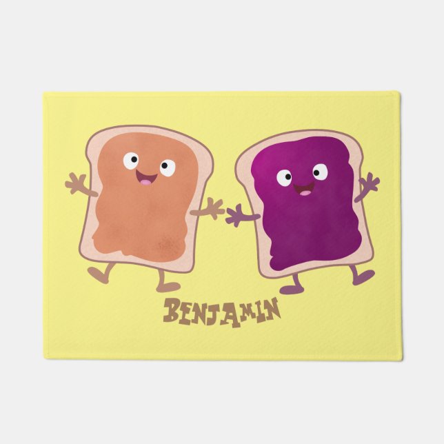 Paillasson Beurre d'arachide mignonne et caricature sandwich  (Devant)