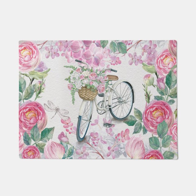 Paillasson Bicyclette et fleurs élégantes (Devant)