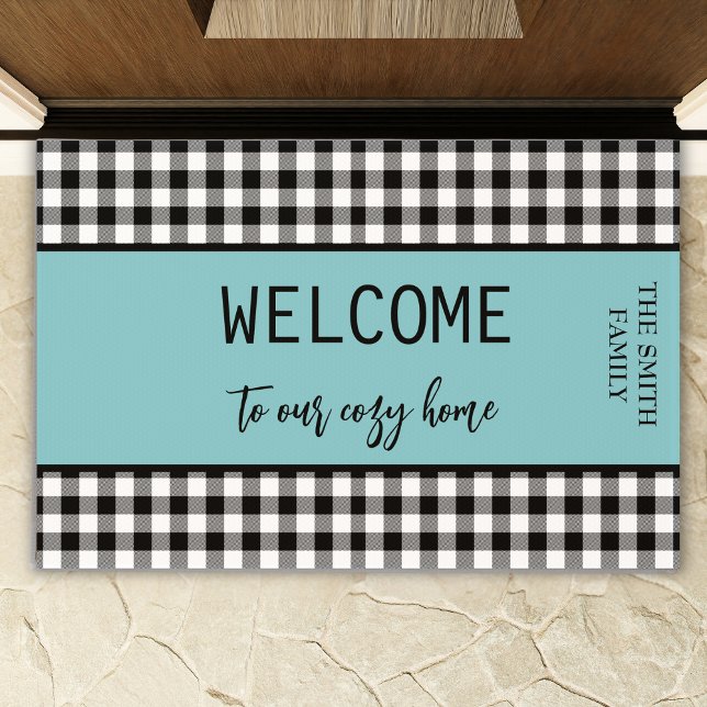 Paillasson Bienvenida Farmhouse Black Buffalo Plaid - Verde a (Créateur téléchargé)