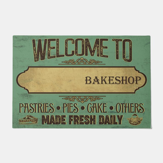 Paillasson Bienvenue À Bakeshop Doormat, Boulangerie Customis (Devant)