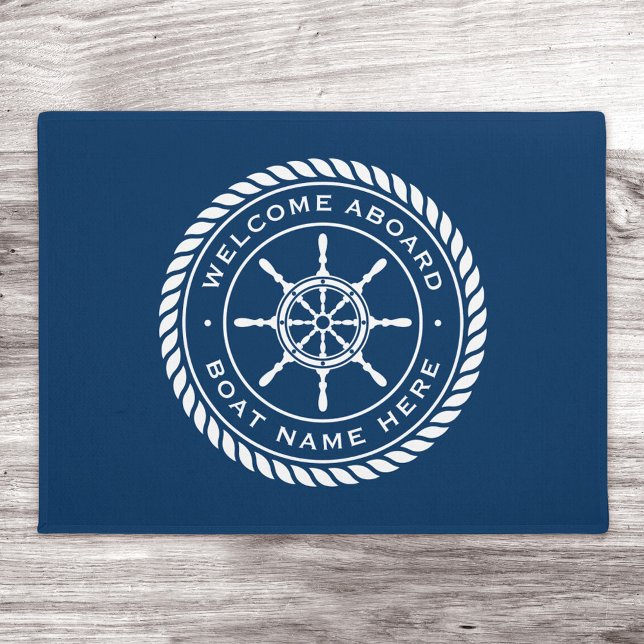 Paillasson Bienvenue à bord du bateau nom de la corde roue de (Créateur téléchargé)