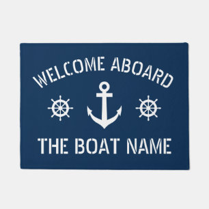 Paillasson Bienvenue à bord du nom de bateau nautique ancre m