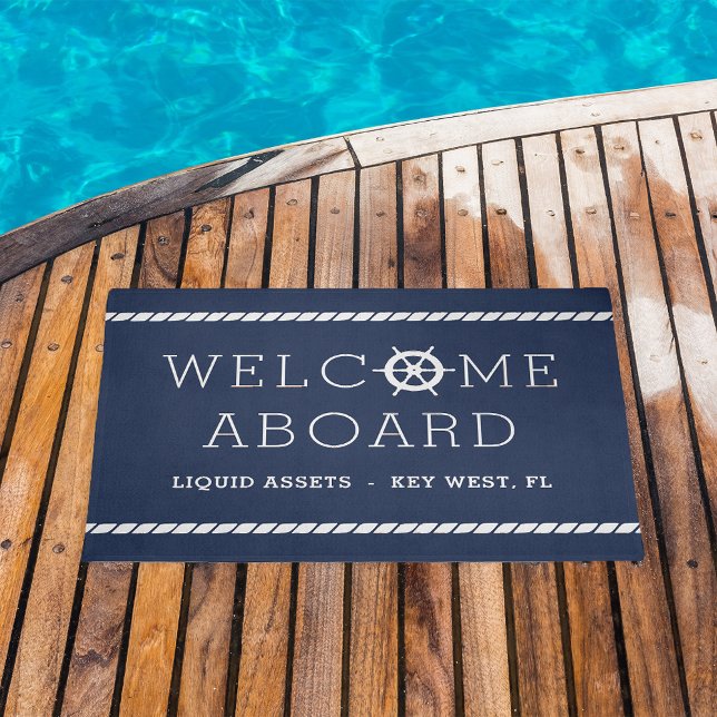 Paillasson Bienvenue à bord | Nom de bateau personnalisé mat  (Créateur téléchargé)