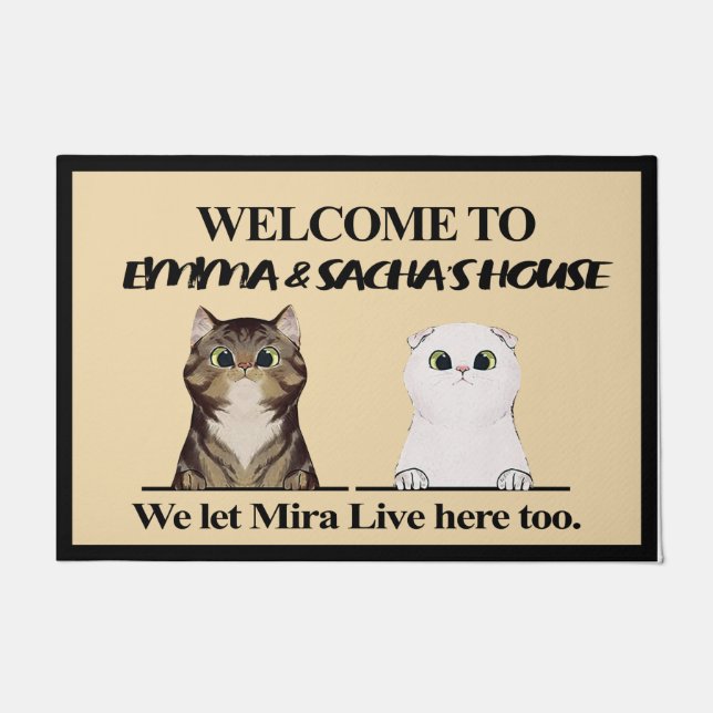 Paillasson Bienvenue À Chats House Rug, Chat Personnalisé (Devant)
