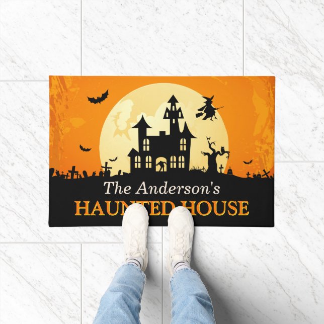 Paillasson Bienvenue à Déplaisant Hauny House Happy Halloween (Intérieur)