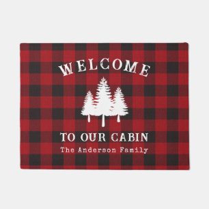 Paillasson Bienvenue À Nos Arbres Cabines Plaid Red Buffalo