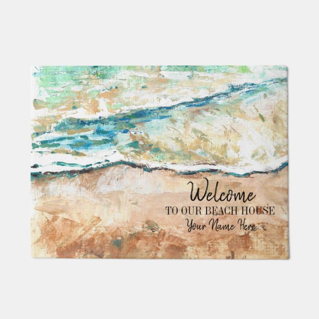 Paillasson Bienvenue À Notre Beach House Abstrait Beach Art (Devant)