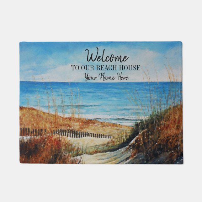 Paillasson Bienvenue À Notre Beach House Sand Dunes Beach Art (Devant)