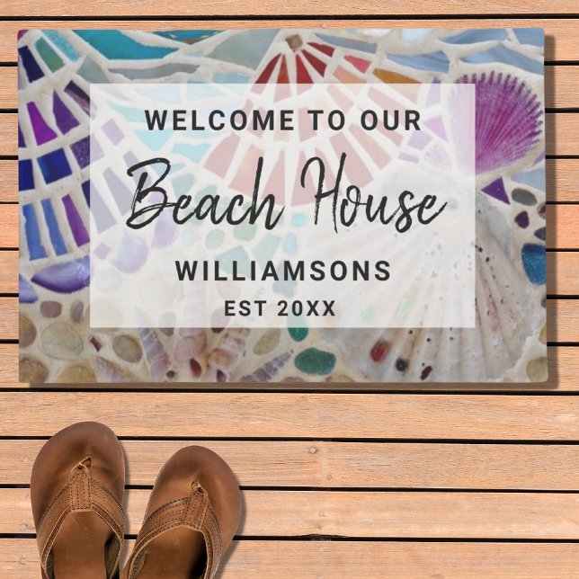 Paillasson Bienvenue à notre Beach House Shells Custom (Créateur téléchargé)