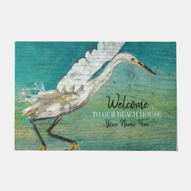 Paillasson Bienvenue À Notre Beach House Shorebird Art (Devant)