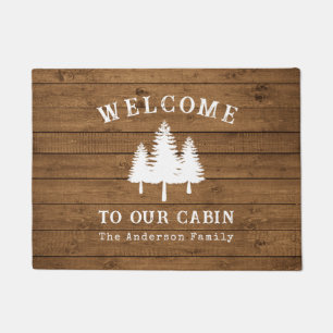 Paillasson Bienvenue À Notre Cabine Arbres Style Bois Impress