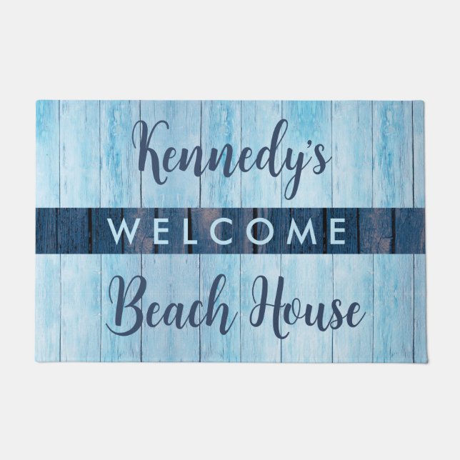 Paillasson Bienvenue À Notre Maison De Plage Nom De Famille B (Devant)
