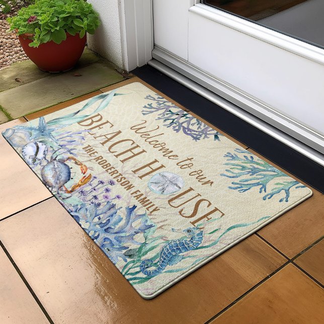 Paillasson Bienvenue À Notre Maison De Plage Nom De Famille C (Créateur téléchargé)