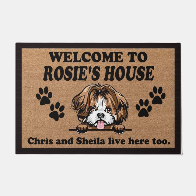 Paillasson Bienvenue À Notre Maison Nom De Chien Personnalisé (Devant)