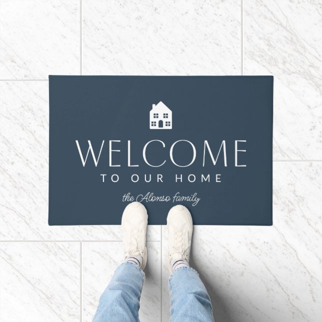 Paillasson Bienvenue à notre maison simple et design marine (Intérieur)