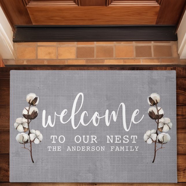 Paillasson Bienvenue À Notre Nest Rustic Cotton Nom De Famill (Créateur téléchargé)