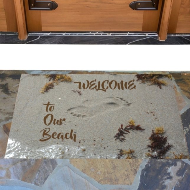 Paillasson Bienvenue à Our Beach Footprints in Sand (Créateur téléchargé)