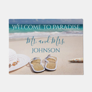 Paillasson Bienvenue à Paradise Beach Mr et Mrs.