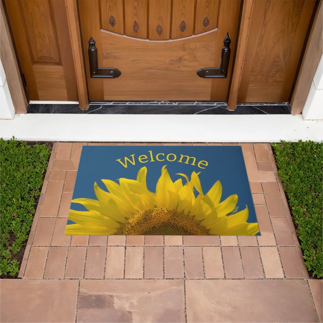 Paillasson Bienvenue à Sunflower jaune (De plein air)