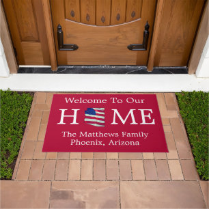 Paillasson Bienvenue Accueil USA Drapeau AZ Mappage Doormat