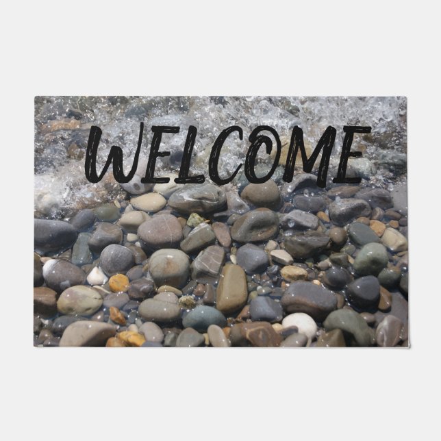 Paillasson Bienvenue - Amoureux de la nature - Rivières Rocks (Devant)