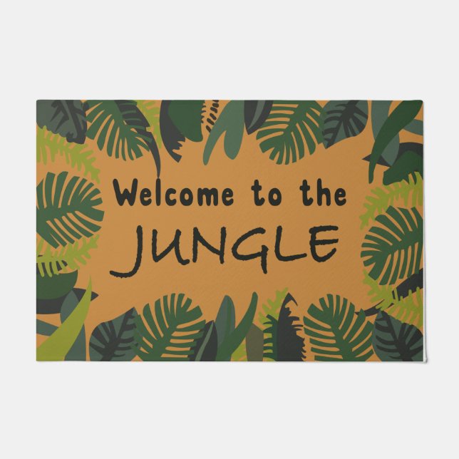 Paillasson Bienvenue Au Mat De La Jungle, Design Tropical  (Devant)