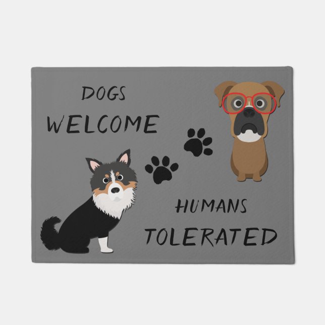 Paillasson Bienvenue aux chiens mignons (Devant)