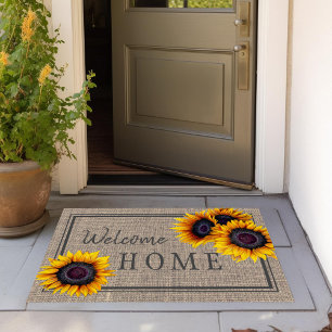 Paillasson Bienvenue aux tournesols de la famille rustique