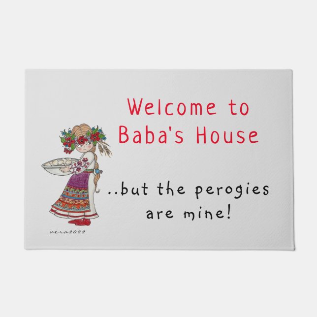 Paillasson Bienvenue Baba Ukrainienne Perogies Pyrohy Varenyk (Devant)