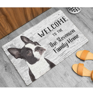 Paillasson Bienvenue Boston Terrier Chien Animal Nom de famil