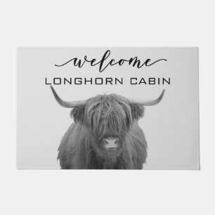 Paillasson Bienvenue Cabine Lodge Highland Cow Farmhouse