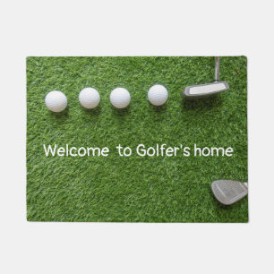 Paillasson Bienvenue chez le golfeur avec balles de golf & pu