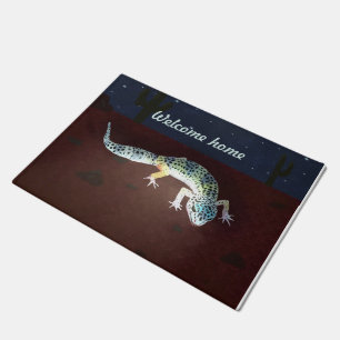 Paillasson Bienvenue chez vous gecko couleur arc-en-ciel