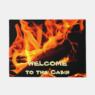 Paillasson Bienvenue dans le Cabine Log Fire Doormat