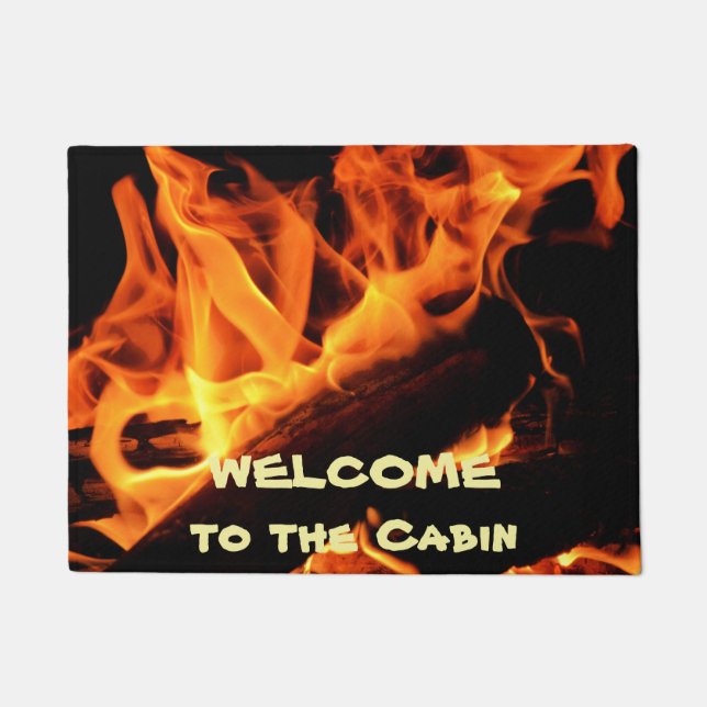 Paillasson Bienvenue dans le Cabine Log Fire Doormat (Devant)