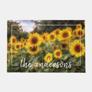 Paillasson Bienvenue dans le jardin de tournesol joyeux