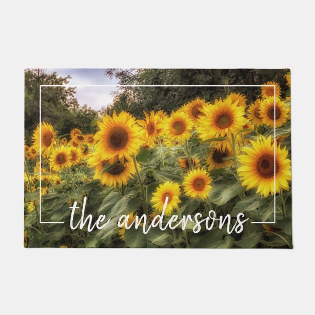 Paillasson Bienvenue dans le jardin de tournesol joyeux (Devant)