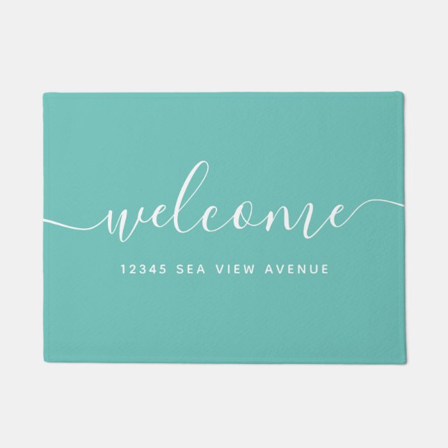 Paillasson Bienvenue dans le script de calligraphie couleur m (Devant)