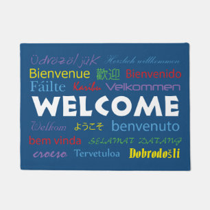 Paillasson Bienvenue dans plusieurs langues Arrière - plan bl