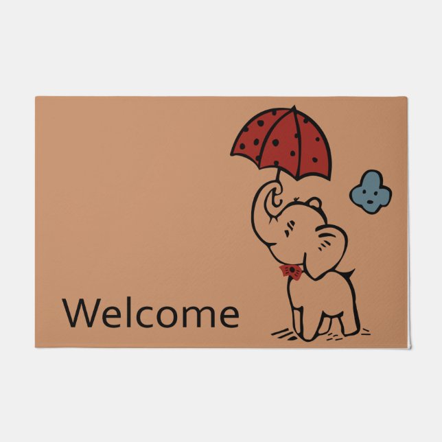 Paillasson Bienvenue Elephant Doormat, bel éléphant (Devant)