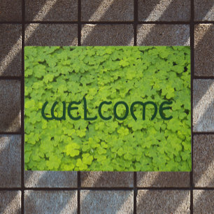 Paillasson Bienvenue Floral Shamrock vert