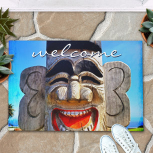 Paillasson Bienvenue Funny Bois Totem Visage rire sourire