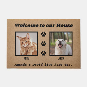 Paillasson Bienvenue Funny Dogs House Custom 2 Pet Photo